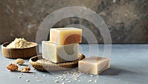 Bars of natural handmade soap. Spa self-care organic product