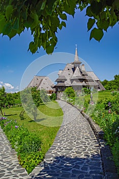 Barsana monastery in a beautiful summer day. Maramures County, Romania, Europe.