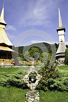 Barsana Monastery, Maramures, Romania, Europe, August 2018. Wooden church of Barsana Monastery, monument of Transylvania