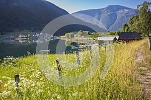 Barsnesfjorden, the innermost part of the fjord arm Sogndalsfjorden near the Sogndal municipality