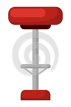 Barstool with Soft Seat, Red Chair Isolated Icon