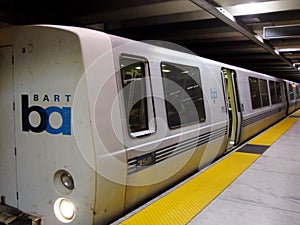 BART Train Inside Underground Embarcadero Bart Station in San Francisco