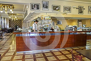 Bartender in a bar in Prague