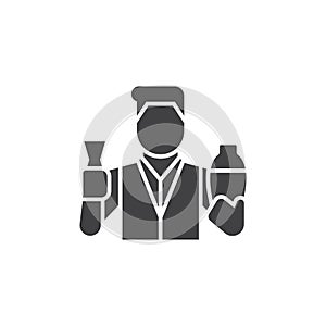 Bartender, barkeeper glyph icon. linear style sign for mobile concept and web design. Barman making cocktail