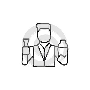 Bartender, barkeeper line icon. linear style sign for mobile concept and web design. Barman making cocktail