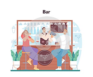 Bartender concept. Barman preparing alcoholic drinks with shaker