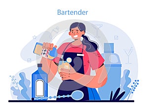 Bartender concept. Barman preparing alcoholic drinks with shaker