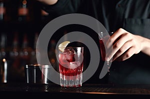 Bartender making fresh cocktail serving. Generate Ai