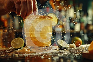 Bartender Making a Refreshing Cocktail