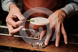 Bartender making a relaxing cocktail