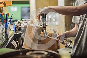 Bartender pouring fresh beer