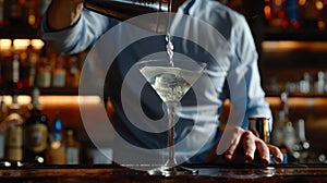 The Bartender Pouring Martini. AI generated