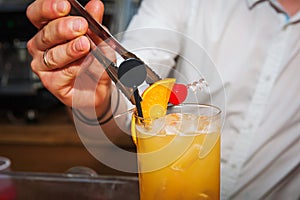 Bartender preparing cocktail