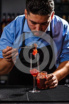 Bartender preparing cocktail