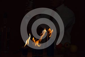 Bartender preparing drink with shaker