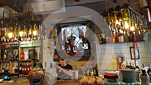 Bartender in Rome, Italy trattoria