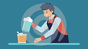 The bartender wipes the excess foam off the edge of the glass creating a pictureperfect presentation.. Vector photo