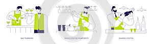Bartender work abstract concept vector illustrations.