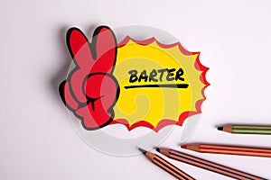 BARTER Concept. Sticky note with text on a white background