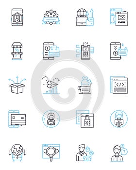 Barter Goods linear icons set. Trading, Exchange, Swapping, Bartering, Deals, Negotiation, Tradeoffs line vector and