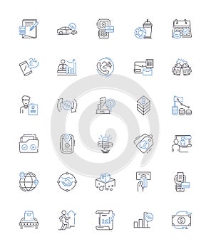 Barter line icons collection. Exchange, Trade, Swap, Negotiate, Deal, Transactions, Reciprocity vector and linear