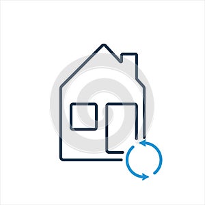 Barter of real estate property. House exchange line icon. Transaction concept. Swap and house line icon. Vector