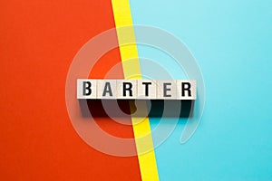 Barter word concept on cubes