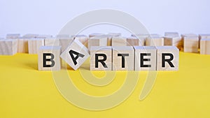 barter word made by letter blocks, concept