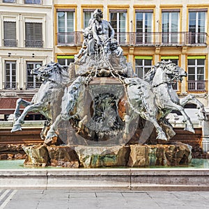 The Bartholdi Fountain in Lyon city