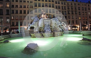 Bartholdi Fountain, Lyon by night