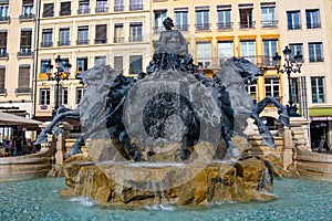 The Bartholdi Fountain at Place des Terreaux in Lyon