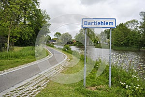 Bartlehiem in spring with place name sign