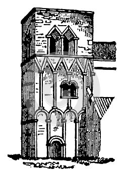 Barton-on-Humber Church, short work,  vintage engraving