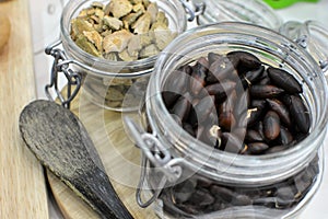 Baru Nuts displayed in different forms photo