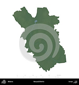 Barysau District, Belarus, isolated on white. Physical