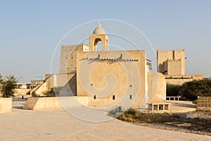 Barzan watchtowers, fortification and an Old mosque, Umm Salal Mohammed Fort. Middle East. Persian Gulf.