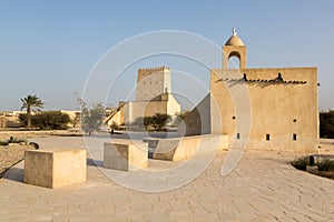 Barzan watchtowers, fort and an Old mosque, Umm Salal Mohammed Fort. Middle East. Persian Gulf. photo