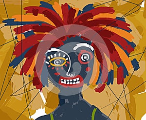 outsider art doodle painting of a man