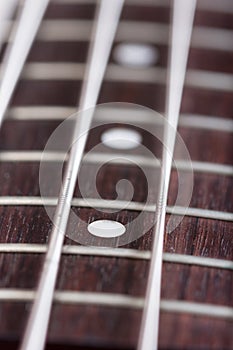 Bas guitar frets neck blured focus