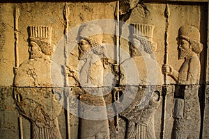 Bas-relief in the ancient city of Persepolis. Shiraz. Iran