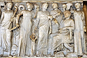 Bas-relief of ancient Roman Gods photo