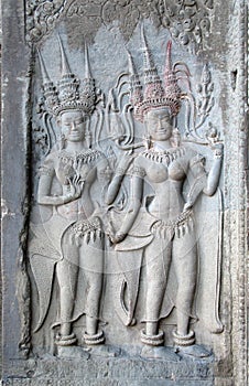 Bas relief, Angkor Wat, Cambodia photo