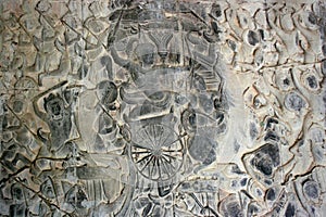 Bas relief of a battle at Angkor Wat in Siem Reap