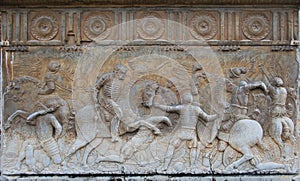 Bas-relief with battle scene in it