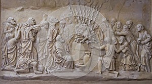 Bas-relief in the Carmelite Monastery, Muhraqa on Mount Carmel, Israel photo