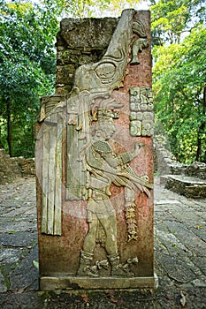 Bas-relief carving at Palenque Mexico