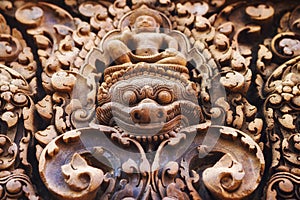 Bas Relief Carvings at Banteay Srei Temple, Angkor, Siem Reap, C