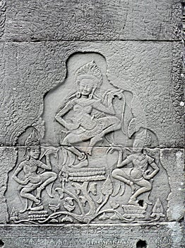 Bas-relief of dancing goddesses