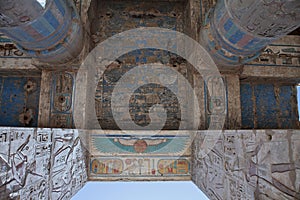 Bas-relief details of the Medinet Habu temple photo