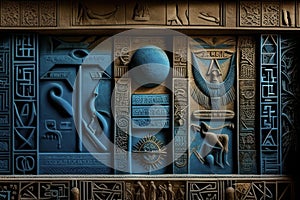 Bas-Relief of Egyptian Mythology and Hieroglyphics